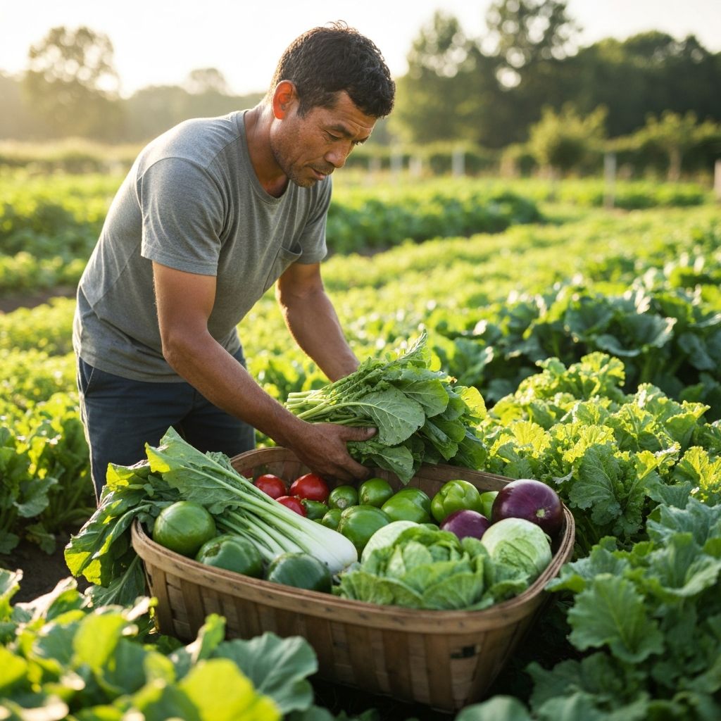 Farmer harvesting fresh produce